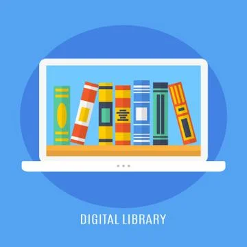 Digital Library Stock Illustration