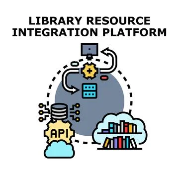 Digital library resource integration platform concept Stock Illustration