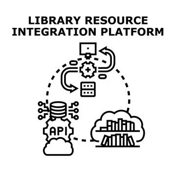 Digital library resource integration platform concept Stock Illustration