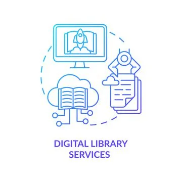 Digital library services concept icon Stock Illustration