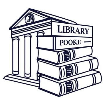 Digital Library Stack of Books Outline Icon for Online Learning Stock Illustration