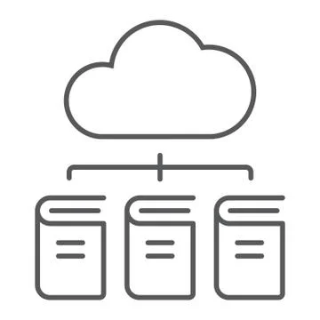 Digital Library thin line icon, e learning イラスト素材