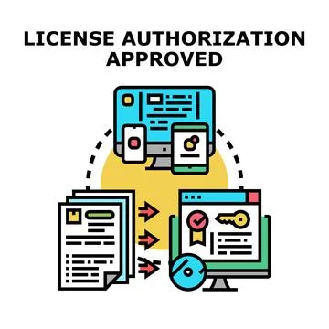 Digital license authorization approval process concept Stock Illustration
