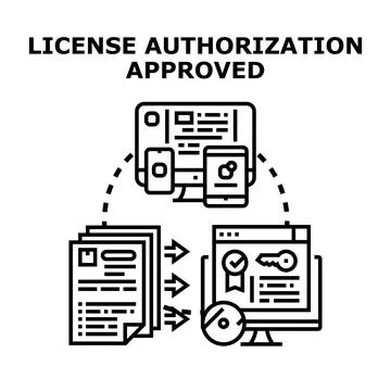 Digital license authorization approval process concept Stockillustratie