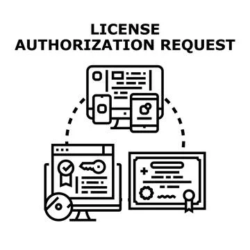 Digital license authorization request process Illustrazione stock