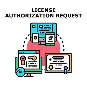 Digital license authorization request process Stock Illustration