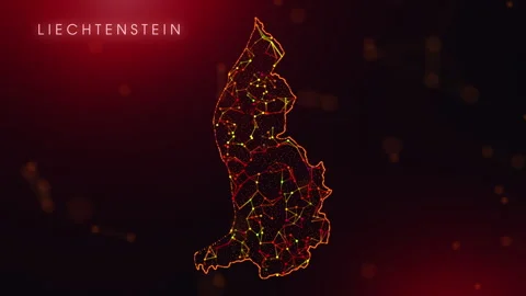 Digital Liechtenstein Map Motion Reveal With Abstract Red And Orange Plexus.. Stock Footage 330840280