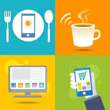 Digital life internet network with wireless Illustrazione stock