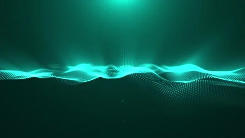 Digital light blue particle waves and lights, animated technology background Stock Footage 199371002