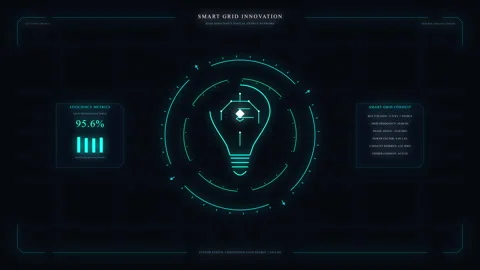 Digital light bulb hud interface with data analysis and network nodes Stock Footage 348330912