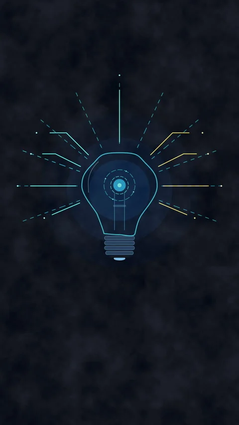 Digital light bulb idea innovation symbol technology animation Stock Footage 348331089