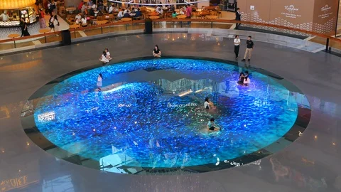 Digital Light Canvas inside The Shoppes at Singapore Marina Bay Sands Stock Footage 110920298