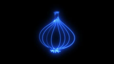 Digital light display of a glowing onion-shaped geometric pattern Stock Footage 345834544