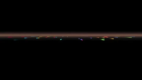 Digital Light Trails Moving Rapidly Towards a Distant Horizon in Abstract Black  Video stock 334821687