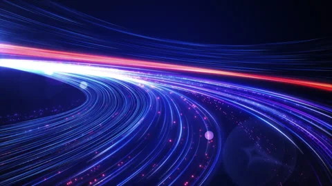 Digital light trails moving swiftly conveying data flow Stock Footage 329054900
