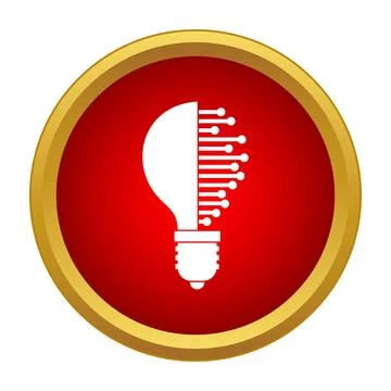Digital lightbulb converting data into creative idea icon Stock Illustration