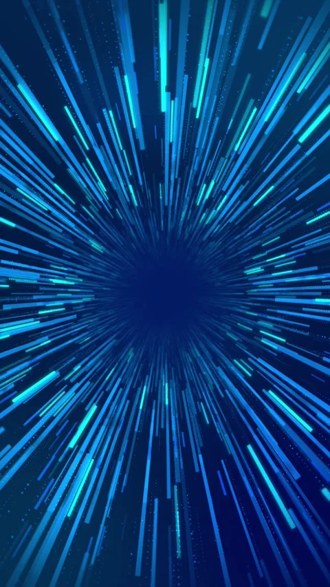 Digital lights, neon glowing rays in motion into digital technology tunnels. Blu Stock Footage 341885802