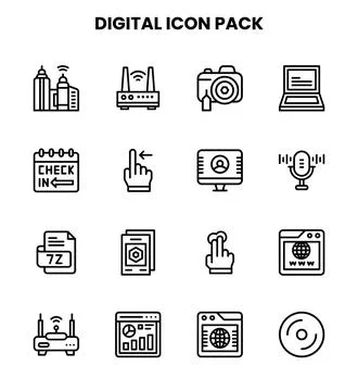 Digital Line Bundle Icons Pack イラスト素材