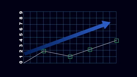 Digital Line Graph Showing Growth with Arrow Video Animated Background Stock Footage 339754191