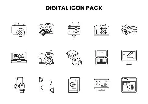Digital Line Scalable Icons Pack Illustrazione stock