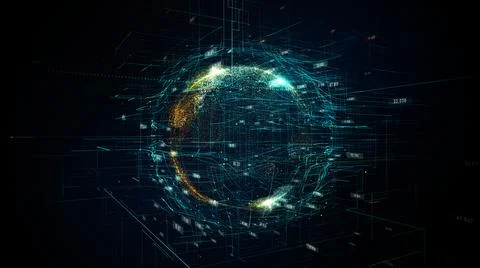Digital line world technology motion graphic futuristic. Stock Illustration
