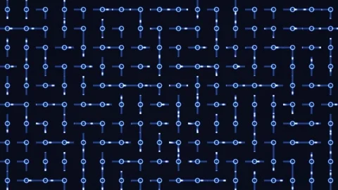 Digital lines and circles create a modern abstract pattern Stock Footage 338228689