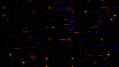 Digital lines and elements pattern with glitch effect on computer screen Stock Footage 209560067