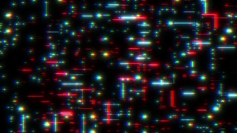 Digital lines and elements pattern with glitch effect on computer screen Stock Footage 209561234