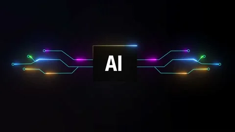 Digital Lines Connect into AI Symbol Stock Footage 231731147