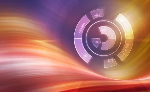 Digital lines with geometry shapes and numbers with light, hi-tech background Stock Illustration
