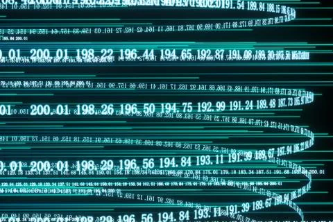 Digital lines made of numbers, globe big data background, 3d rendering Illustrazione stock