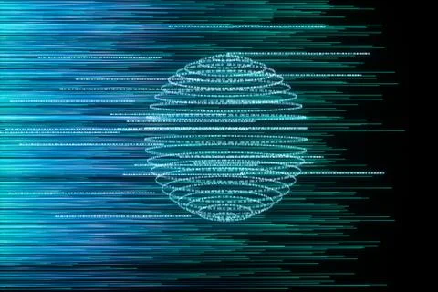 Digital lines made of numbers, globe big data background, 3d rendering Stock Illustration