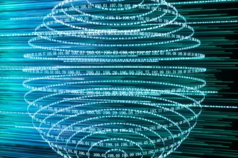 Digital lines made of numbers, globe big data background, 3d rendering Stock Illustration