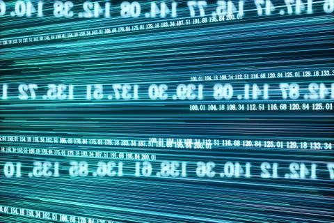 Digital lines made of numbers, globe big data background, 3d rendering Stock Illustration