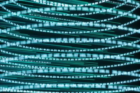 Digital lines made of numbers, globe big data background, 3d rendering Stock Illustration