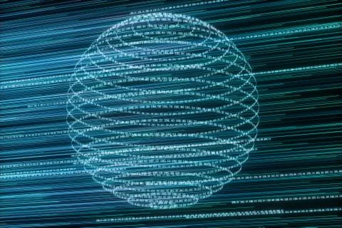 Digital lines made of numbers, globe big data background, 3d rendering 스톡 일러스트