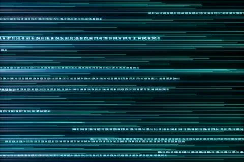 Digital lines made of numbers, globe big data background, 3d rendering Stock Illustration