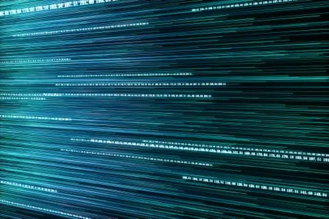 Digital lines made of numbers, globe big data background, 3d rendering Stock Illustration