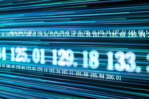 Digital lines made of numbers, globe big data background, 3d rendering 스톡 일러스트