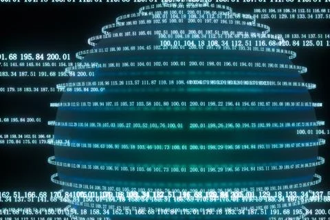 Digital lines made of numbers, globe big data background, 3d rendering Stock Illustration