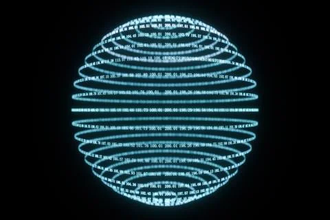 Digital lines made of numbers, globe big data background, 3d rendering Stock Illustration