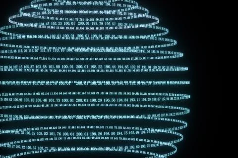 Digital lines made of numbers, globe big data background, 3d rendering Illustrazione stock