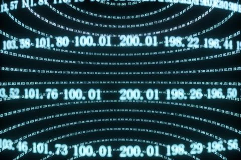 Digital lines made of numbers, globe big data background, 3d rendering Stock Illustration