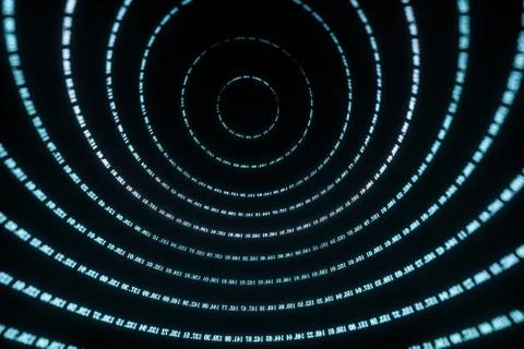 Digital lines made of numbers, globe big data background, 3d rendering Stock Illustration