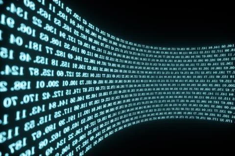 Digital lines made of numbers, globe big data background, 3d rendering Stock Illustration