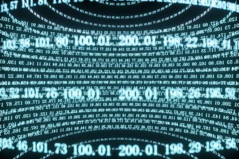 Digital lines made of numbers, globe big data background, 3d rendering Illustrazione stock