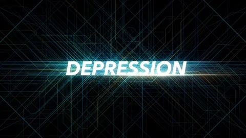 Digital Lines Tech Word - DEPRESSION Stock Footage 98325355