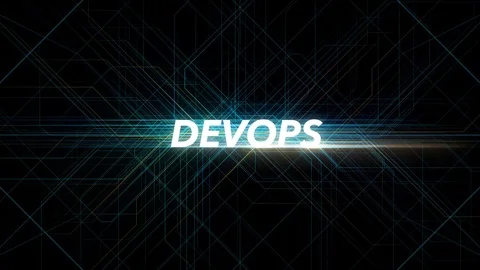 Digital Lines Tech Word - DEVOPS Stock Footage 98325389