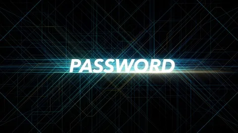 Digital Lines Tech Word - PASSWORD Stock Footage 98327307