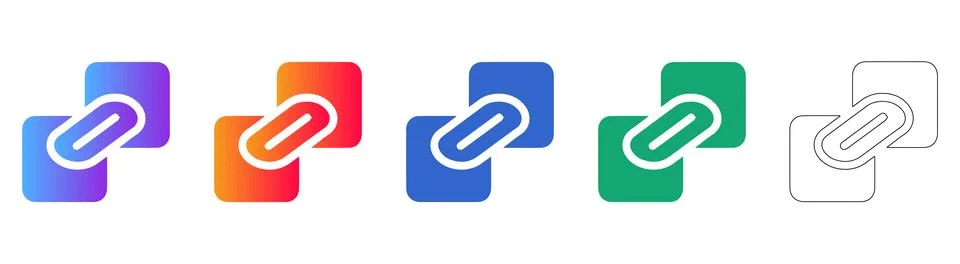 Digital Link and Connection Chain Icon Set Stock Illustration
